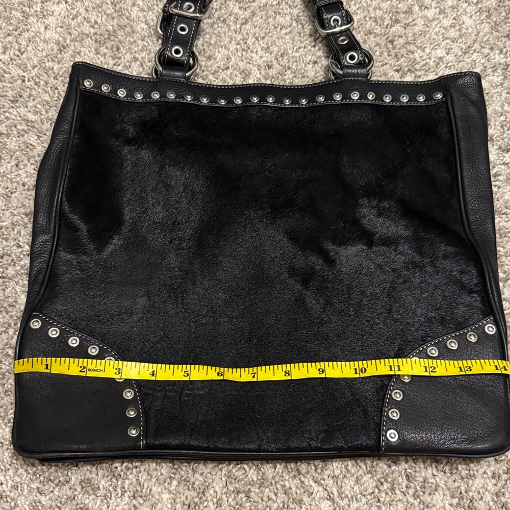 Aqua Madonna Genuine Calf Hair and Leather Black Studded Women's Bag Western - Picture 5 of 6